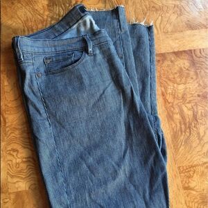 BLUE PINSTRIPE Jean w Distressed Hem!